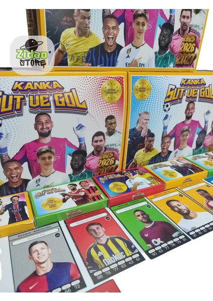 Kanka Şut ve Gol Yeni Sezon Transferler 10 Mini Kutu 60 Futbolcu Kartı 10 Sticker Hediye Seti Oyun Kağıtları