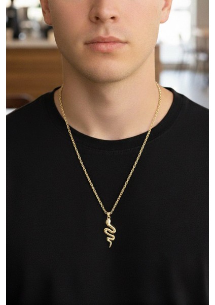 ERKEK GOLD KAPLAMA YILAN KOLYE 65 CM PMEKL25508