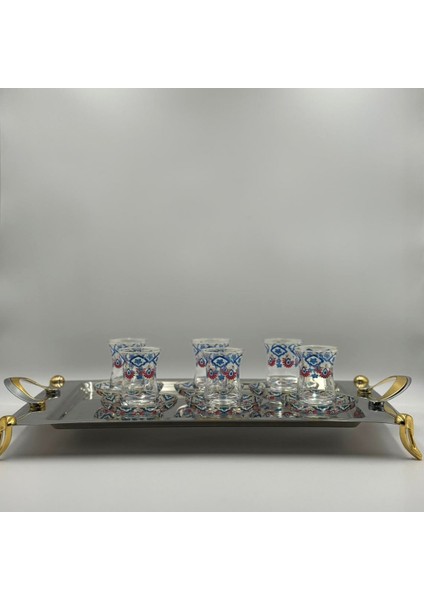 El Boyama Desenli 6 Kişilik Çay Bardağı Seti modelleri