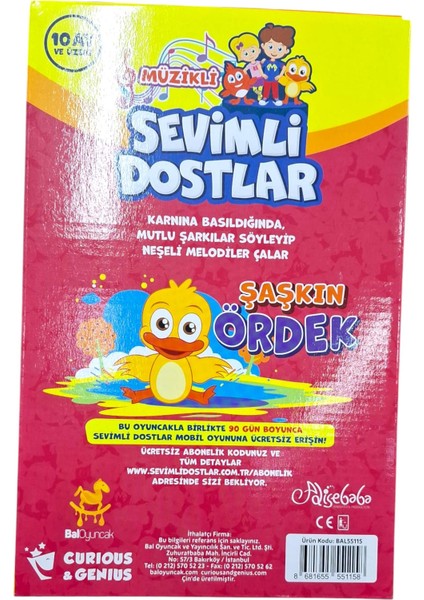 Bal Pelüş Sevimli Dostlar Şaşkın Ördek BAL55115 Müzikli Pilli 23 cm 10M+
