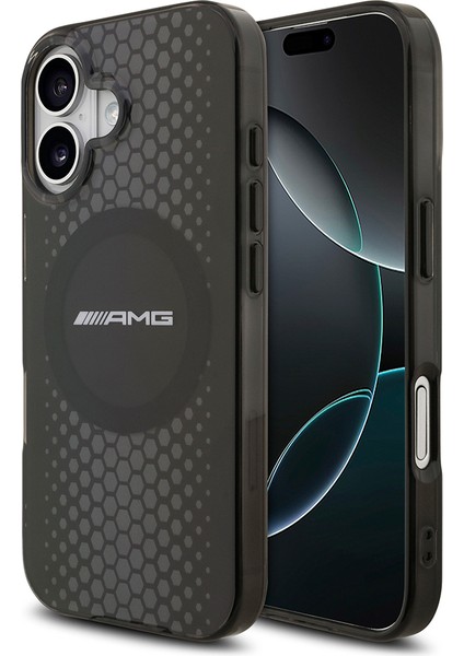 iPhone 17 Uyumlu Kılıf Amg Orjinal Lisanslı Çift Katmanlı Büyük Logolu Petek Desenli Kapak Siyah