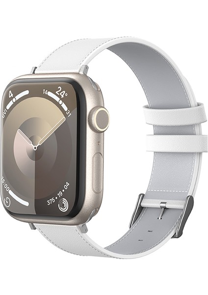 Watch 7 41MM Uyumlu Benks Vintage Genuine Leather Serisi Deri Kordon Strap Kayış Beyaz