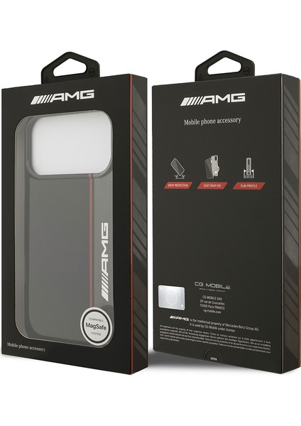 iPhone 17 Pro Max Kılıf Amg Lisanslı M-Safeli Iml Baskı Logolu Çift Katmanlı Bow Lines Kapak Siyah