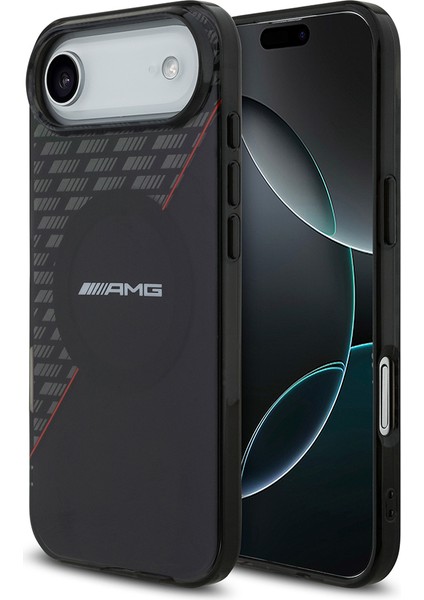 iPhone 17 Air Kılıf Amg Lisanslı M-Safeli Çift Katmanlı Kırmızı Çapraz Çizgili Kapak Siyah-Kırmızı