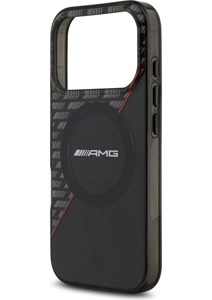 iPhone 17 Pro Kılıf Amg Lisanslı M-Safeli Çift Katmanlı Kırmızı Çapraz Çizgili Kapak Siyah-Kırmızı