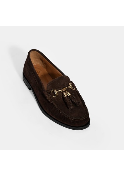 Kadın Kahve Püskül Aksesuarlı Süet Loafer indirimleri