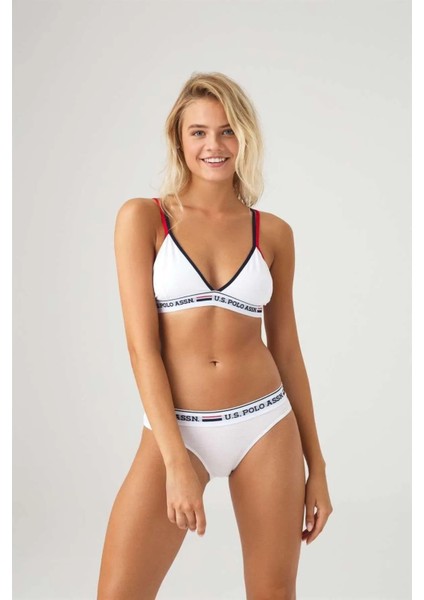 Us Polo Assn Kadın Büstiyer Slip Takım 66254 Beyaz