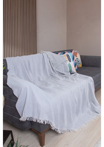 Pamuklu Zikzak Desenli Püsküllü Koltuk Örtüsü 170X210 cm | Dekoratif ve Çok Amaçlı fiyatları