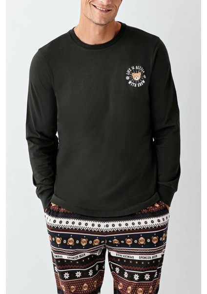 3462 Erkek Fume Uzun Kollu Pijama Takımı modelleri