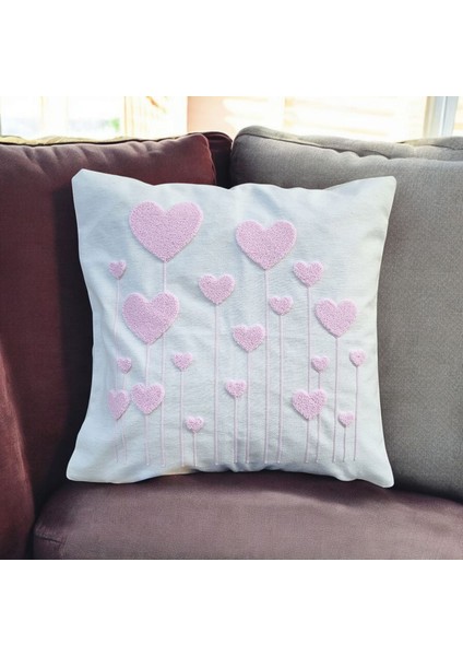 Kalpli Pamuklu Nakışlı Kare Panç (Punch) Kırlent Kılıfı