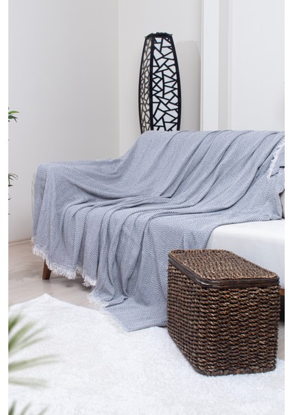 Pamuklu Zikzak Desenli Püsküllü Koltuk Örtüsü 170X210 cm | Dekoratif ve Çok Amaçlı fiyatları