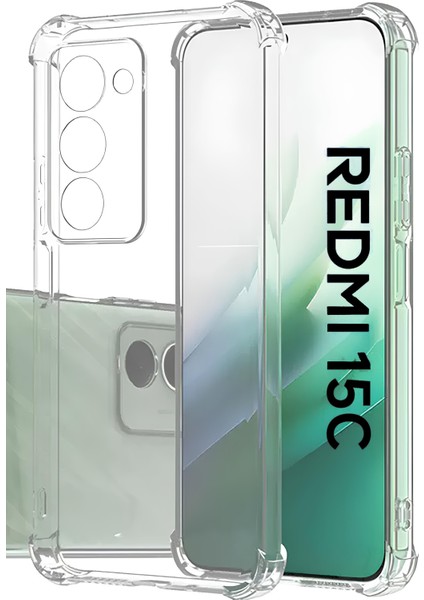 Xiaomi Redmi 15C Uyumlu Köşe Korumalı Darbelere Dayanıklı Antishock Airbag Şeffaf Kapak