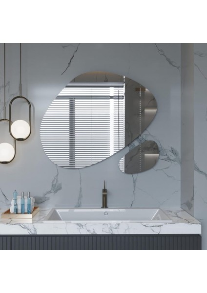 Abstract Duo Asimetrik Ayna Seti – 2’li Organik Form Modern Duvar Aynası modelleri