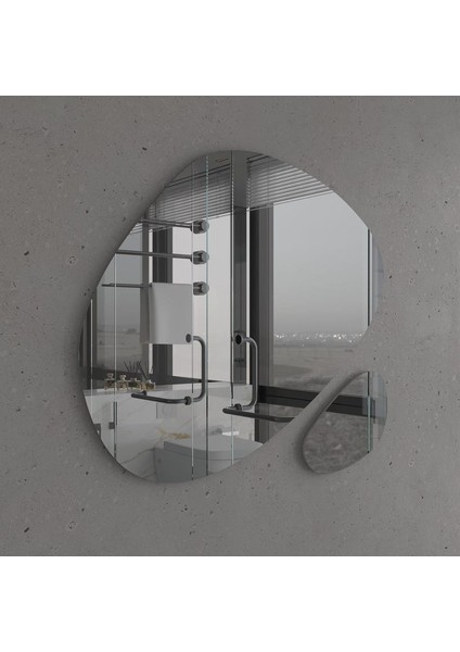 Abstract Duo Asimetrik Ayna Seti – 2’li Organik Form Modern Duvar Aynası fırsatları