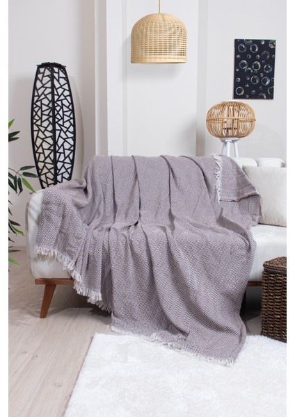Pamuklu Zikzak Desenli Püsküllü Koltuk Örtüsü 170X210 cm | Dekoratif ve Çok Amaçlı fiyatları