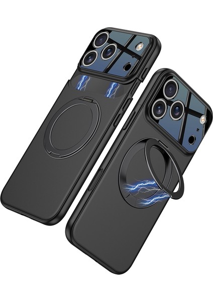 Apple Iphone 17 Pro Uyumlu Magsafe Sarj Özellikli 360 Derece Standlı Çift Parçalı Kılıf