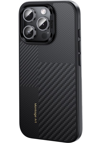 iPhone 16 Pro Max Kılıf Karbon Fiber M-Safe Kamera Butonlu Benks Hybrid Armorpro Montage Kevlar Siya fiyatları