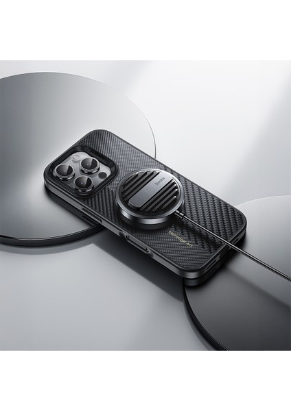 iPhone 16 Pro Max Kılıf Karbon Fiber M-Safe Kamera Butonlu Benks Hybrid Armorpro Montage Kevlar Siya fırsatları