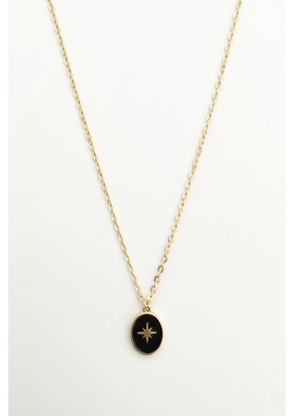 ERKEK SİYAH MİNELİ GOLD KAPLAMA KUTUP YILDIZI KOLYE 65 CM PMEKL25500 fiyatları