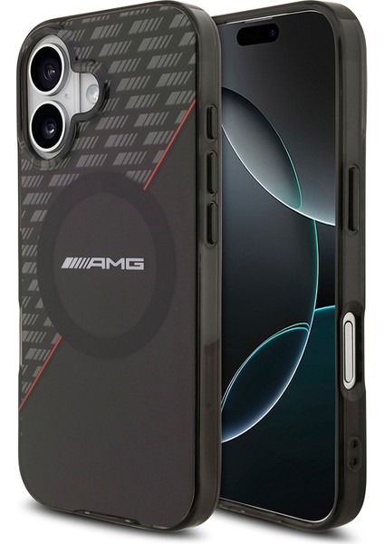 iPhone 17 Kılıf Amg Lisanslı M-Safeli Çift Katmanlı Kırmızı Çapraz Çizgili Kapak Siyah-Kırmızı