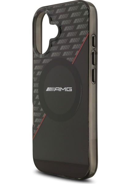 iPhone 17 Kılıf Amg Lisanslı M-Safeli Çift Katmanlı Kırmızı Çapraz Çizgili Kapak Siyah-Kırmızı