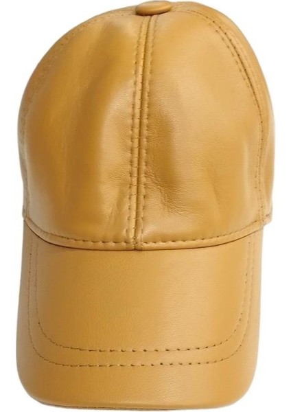 Unisex Arkası Cırtlı Ayarlanabilir Deri Kep Şapka Hardal fiyatları