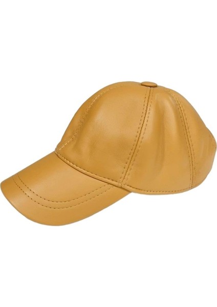Unisex Arkası Cırtlı Ayarlanabilir Deri Kep Şapka Hardal modelleri