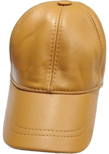 Unisex Arkası Cırtlı Ayarlanabilir Deri Kep Şapka Hardal fırsatları