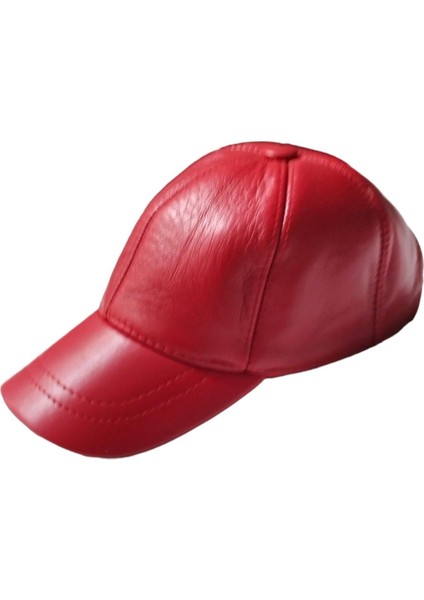 Unisex Arkası Cırtlı Ayarlanabilir Deri Kep Şapka Kırmızı fiyatları