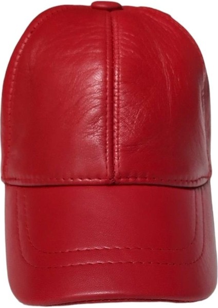 Unisex Arkası Cırtlı Ayarlanabilir Deri Kep Şapka Kırmızı modelleri