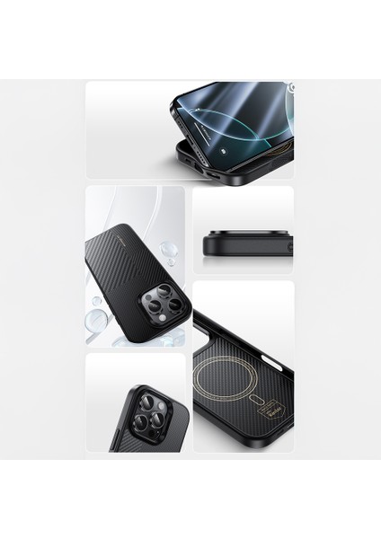 iPhone 16 Pro Max Kılıf Karbon Fiber M-Safe Kamera Butonlu Benks Hybrid Armorpro Montage Kevlar Siya indirimleri