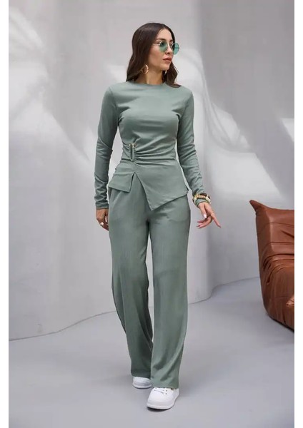 Yandan Tokalı Geniş Paça Takım modelleri