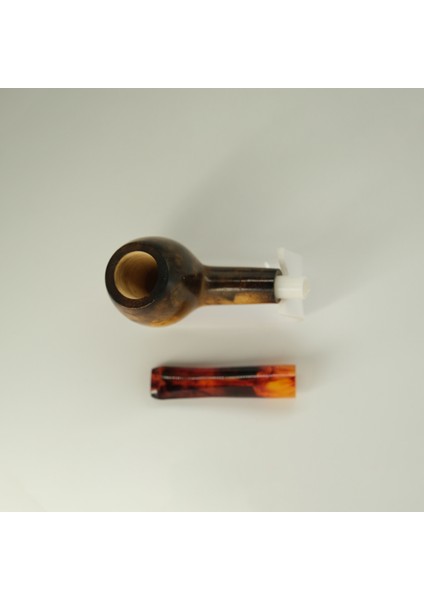 Amber Klasik El Yapımı Lületaşı Pipo – Serin Içim, Akrilik Amber Ağızlıklı, Özel Kutulu – Ekstra Filtreli