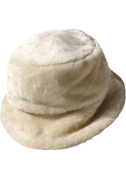 Kadın Kürk Bucket Kova Şapka Ekru modelleri