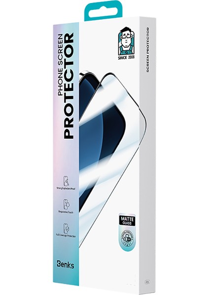 iPhone 17 Pro Uyumlu Benks Joytouch Mat Oyun Ekran Koruyucu Kolay Uygulama Aparatı Şeffaf