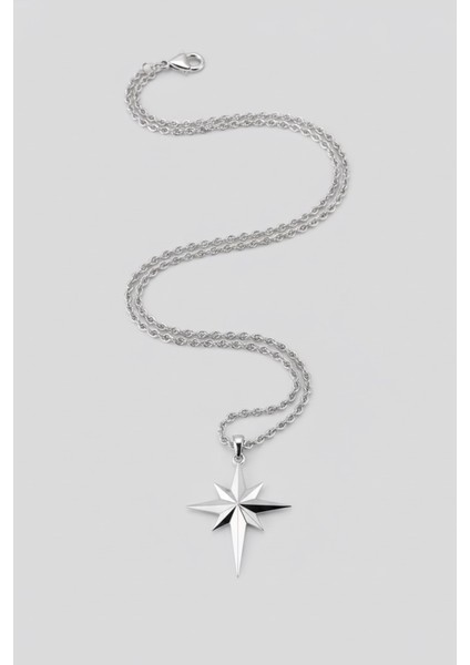 ERKEK GÜMÜŞ KAPLAMA KUTUP YILDIZI KOLYE 65 CM PMEKL25501 fiyatları