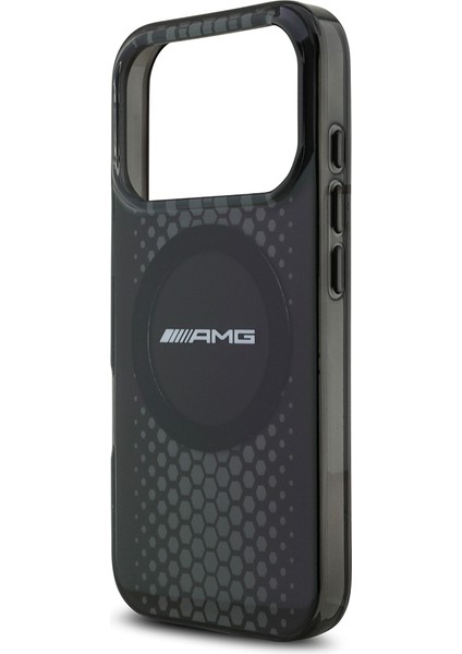iPhone 17 Pro Uyumlu Kılıf Amg Orjinal Lisanslı Çift Katmanlı Büyük Logolu Petek Desenli Kapak Siyah