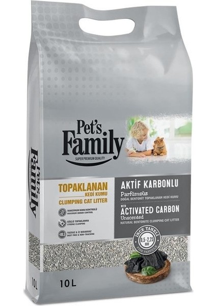Pet's Family Kedi Kumu Bentonit 10 Lt [aktif Karbonlu]