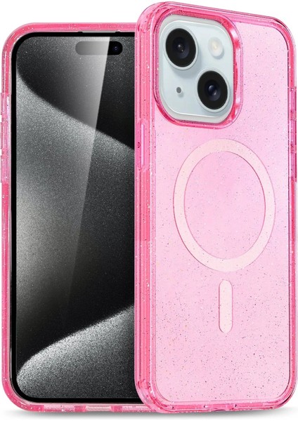 Newface iPhone 15 Plus Kılıf Glow Magsafe Kapak - Pembe