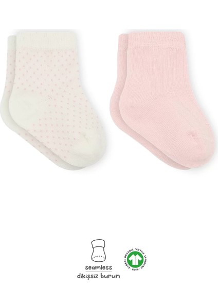 Puan Derby Penye Soket Çorap 2'li Pembe Ekru