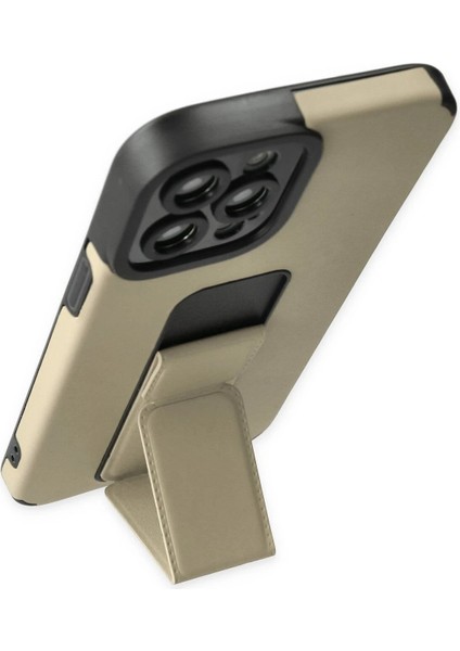 Newface iPhone 12 Pro Max Kılıf Mega Standlı Silikon - Gold modelleri