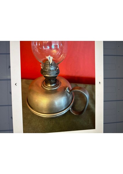 Antika Fransız Zin (Kurşun) Gaz Lambası 29 cm Boyunda modelleri