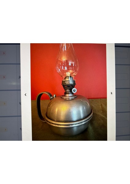 Antika Fransız Zin (Kurşun) Gaz Lambası 29 cm Boyunda fırsatları