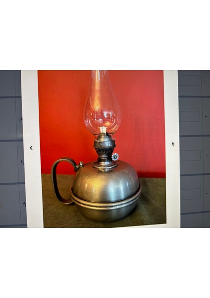 Antika Fransız Zin (Kurşun) Gaz Lambası 29 cm Boyunda indirimleri