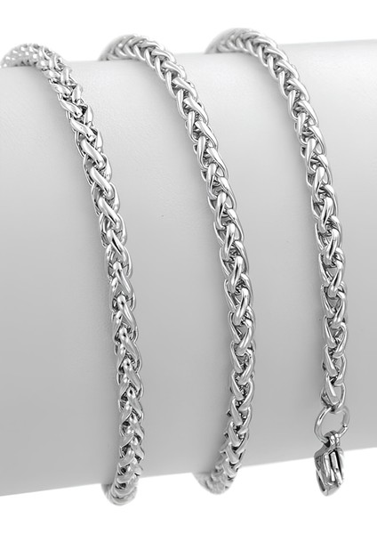 Spor Tilki Kuyruğu Erkek Çelik Zincir Kolye ve Bileklik Set 4mm K60S