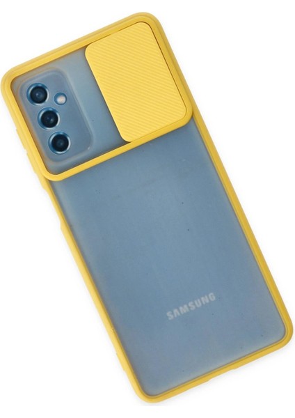 Newface Samsung Galaxy M52 5g Kılıf Palm Buzlu Kamera Sürgülü Silikon - Sarı modelleri