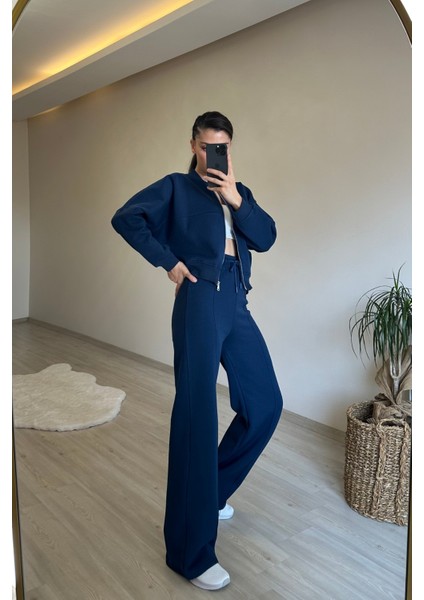 Kadın Fermuarlı Oversize Sweat ve Yüksek Bel Eşofman Takımı NM018 fiyatları