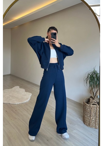 Kadın Fermuarlı Oversize Sweat ve Yüksek Bel Eşofman Takımı NM018 fırsatları