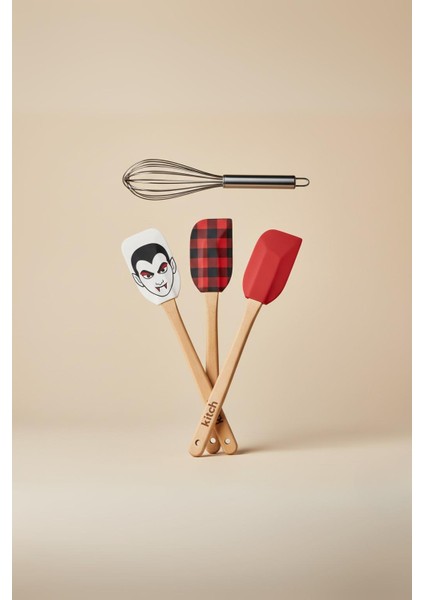 4 Lü Silikon Spatula ve Çırpıcı Seti Karışık Renk