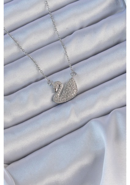 316L Çelik Zincir Gümüş Renk Zirkon Taşlı Kuğu Kolye - TJ-BKO9150 modelleri